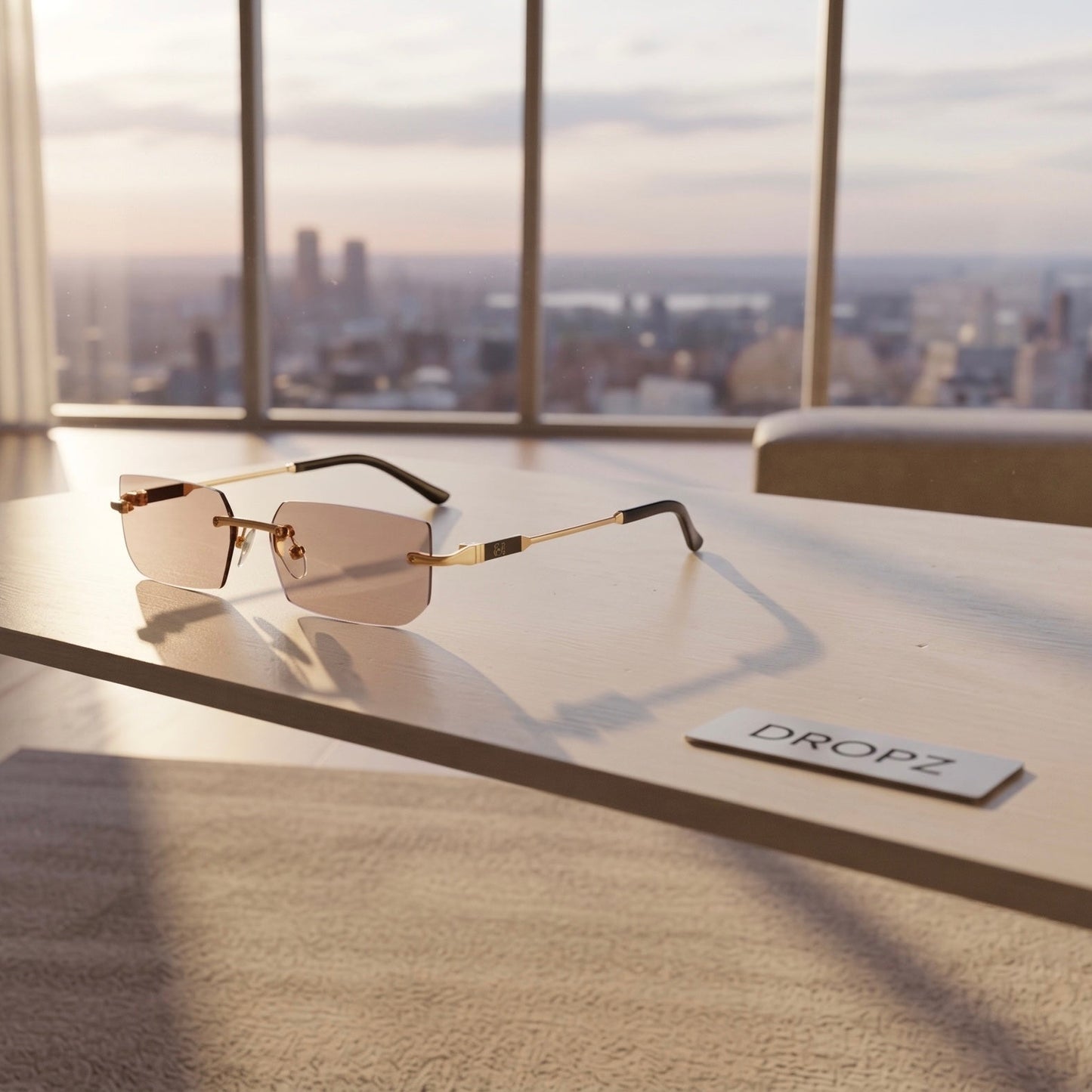 Lunettes Monture Dorée Style Luxe — UV400 Protection ✨
